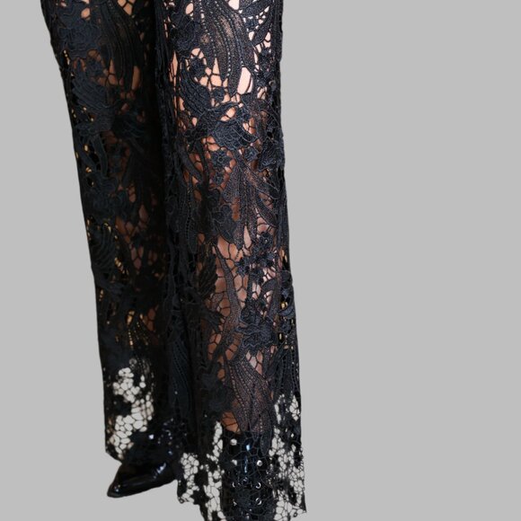 NWT Bayeas Lesley Black High Rise Lace Wide Leg Jeans with Rhinestones - Picture 8 of 12